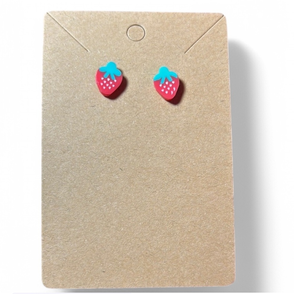 ❤️⭐ Strawberry Earrings - Red and Green - Picture 2 of 2